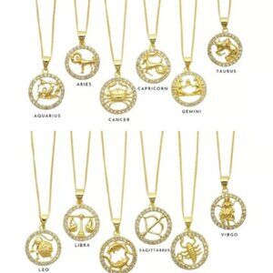 NEW Small Zodiac Horoscope Rhinestone Necklace Pendant
